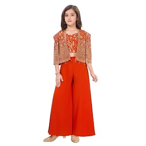 White Button Girls Lemon Yellow Indo Western