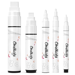 white chalkboard chalk markers  variety pack of 4 - fine amp jumbo size pens  dust free water-based non-toxic wet erase chalk ink pens