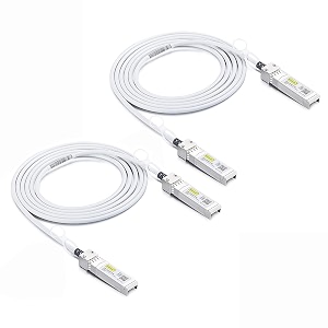 white colored 10g sfp dac cable - 32awg twinax sfp cable for cisco sfp-h10gb-cu025m ubiquiti unifi d-link supermicro netgear mikrotik fortinet 025-meter082ft pack of 2