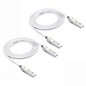 [White] Colored 10G SFP+ DAC Cable - 32AWG Twinax SFP Cable for Cisco SFP-H10GB-CU0.25M, Ubiquiti UniFi, D-Link, Supermicro, Netgear, Mikrotik, Fortinet, 0.25-Meter(0.82ft), Pack of 2