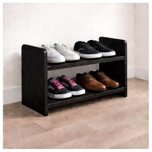 black elegance two-tier shoe rack storage solution for footwear multipurpose rack storage organiser 2 tier particle board with a laminate finish size 50x20x315 cm black do it yourself diy