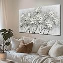 White Flower Wall Art- Canvas Print Art- Botanical Pictures for Bedroom - Hand Painted Wall Decor - Floral Painting Home Decorations with Framed 20x40 Inch