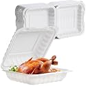 White To Go Containers 8" 34 oz 55 Pack - Shrink Wrap Ready to Use