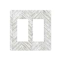 White/Grey Herringbone Wood Wooden Decorative 2 Gang Double GFCI Decorator Rocker Light Switch Cover Outlet Wall Plate Electrical Faceplate Screwless