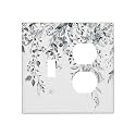 White/Grey Sage Eucalyptus Leaves 2 Gang 1 Toggle/Duplex Combo Outlet Light Switch Cover Wall Plate Combination Receptacle Faceplate Decorative Switchplate