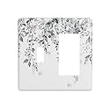 White/Grey Sage Eucalyptus Leaves 2 Gang Single Toggle/Rocker Combination Light Switch Cover Decorative Combo Switch Wall Plate Cover Electrical Faceplate Room Decor