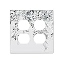 White/Grey Sage Eucalyptus Leaves 2 Gang 2 Duplex Combination Light Switch Cover Decorative Combo Dual Device Receptacle Switch Face Wall Plate