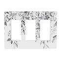 White/Grey Sage Eucalyptus Leaves 3 Gang Triple Rocker/Decorator Light Switch Wall Plate Cover Decorative GFCI Electrical Faceplate Switchplate Dimmer