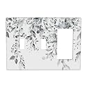 White/Grey Sage Eucalyptus Leaves 3 Gang 2 Toggle 1 Decorator/GFCI Combination Light Switch Cover Decorative Triple Combo Switch Face Wall Plate Room Decor