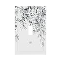 White/Grey Sage Eucalyptus Leaves Decorative 1 Gang Light Switch Cover Single Toggle Switch Wall Plate Cover Electrical Switchplate Faceplat Room Decor