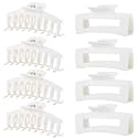 White Hair Clips for Women - 8 Pack 4.3 Inch Large Matte Banana Claw Clips for Women Thin Thick Curly Hair, Big Strong Hold jaw
