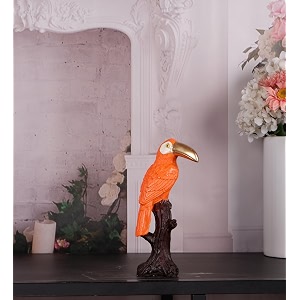 the white ink decor bright orange toucan bird showpiece a tropical delight showpeice