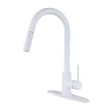 White Kitchen Faucet with Pull Out Sprayer, Copper Kitchen Faucet with Deck Plate