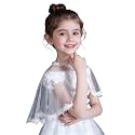 White Lace Cape Floral Bolero Cardigan Shrug Cover Up Jacket for Girls Kids Toddler Child