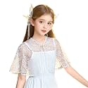 White Lace Cape Floral Bolero Cardigan Shrug Cover Up Jacket for Girls Kids Toddler Child