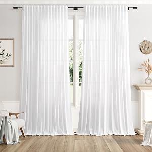 White Large Window Curtains Light Filtering Semi