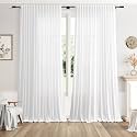 White Large Window Curtains Light Filtering Semi