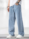White leapard Loose Fit Men Light Blue