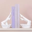White Legs Sculpture Bookends for Shelves, Modern Book Ends Decorative