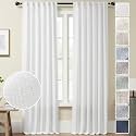 White Linen Back Tab Curtains 108 Inches Long 2 Panels for Living Room Farmhouse Boho Light Filtering Extra Long Semi Sheer Linen Curtains 108 Inch Length Modern Aesthetic Elegant Window Drapes 9Ft