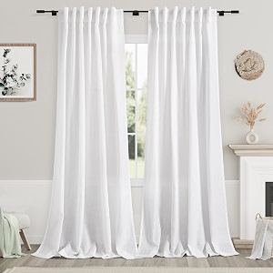 White Linen Curtains 100 inches Long for