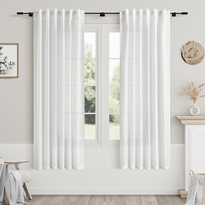 White Linen Curtains 63 Inches Long for