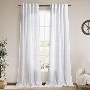 White Linen Curtains 90 Inches Long for
