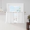 White Linen Kitchen Curtains 30 Inches Long