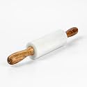 White Marble Rolling Pin with Wooden Handles