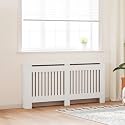 White MDF Radiator Cover 67.7" with Modern Slatted Design for Safety Protection and Additional Shelf Space, Durable Engineered Wood Display Unit for Living Room, Easy Assembly