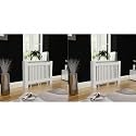 White MDF Radiator Covers 2 pcs Modern Slatted Design Heating Cover Cabinet for Living Room Decoration and Shelf Space