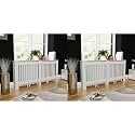 White MDF Radiator Covers 2 pcs 67.7" Modern Slatted Design Heating Cover Cabinet for Living Room Decoration and Additional Shelf Space