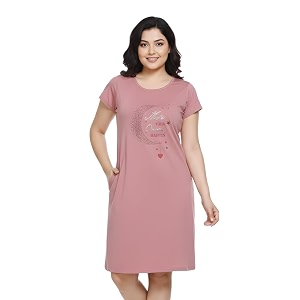 White Moon Cotton Printed Nighty for Womens