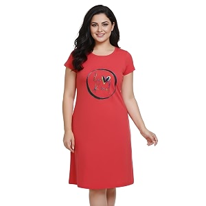 White Moon Cotton Printed Nighty for Womens