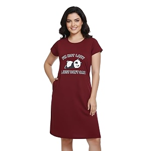 White Moon Cotton Printed Nighty for Womens
