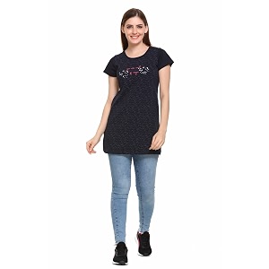 white moon women39s cotton casual long t shirts navy l