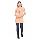 White Moon Women's Cotton Casual Long T Shirts (Orange) (M)