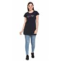 White Moon Women's Cotton Casual Long T Shirts (Navy) (L)