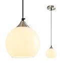 White Pendant Lights Kitchen Island 1 Pack, 5.9 in Milk Glass Globe