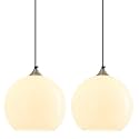 White Pendant Lights Kitchen Island 2 Pack, 9.84 in Milk Glass Globe