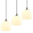 White Pendant Lights Kitchen Island 3 Pack, 7.87 in Milk Glass Globe