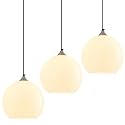 White Pendant Lights Kitchen Island 3 Pack, 9.84 in Milk Glass Globe
