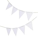 White Pennant Banner,White Vintage Double Sided Triangle Flag，for Party Decoration,Pack of 30pcs Triangle Flag