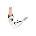 The White Pole Slip on Slides Flat