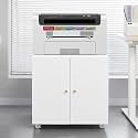 White Printer Stand with Storage, Metal Printer Table with Wheels, Printer Cabinet, Mobile Filing Cabinet with Shelves for Small Spaces Home Office (White.)