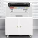 White Printer Stand with Storage, Metal Printer Table with Wheels, Printer Cabinet, Mobile Filing Cabinet with Shelves for Small Spaces Home Office (White)