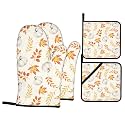 White Pumpkin Oven Mitts and Pot Holders Sets 4 Pack