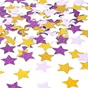 White Purple-Gold Party-Decorations Star Confetti - 300pcs Glitter Graduation 2026 Paper Table Confetti Woman Girl Birthday Party Decoration Bridal Baby Shower Wedding Decor Lasting Surprise