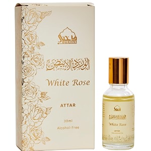 white rose attar oil by dukhni  original perfume oils for men and women  30ml pure ittar roll on perfume long lasting alcohol free scent  eid ramadan umrah gifts vegan islamic fragrances