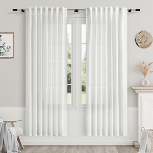 White Semi Sheer Linen Curtains 72 inch